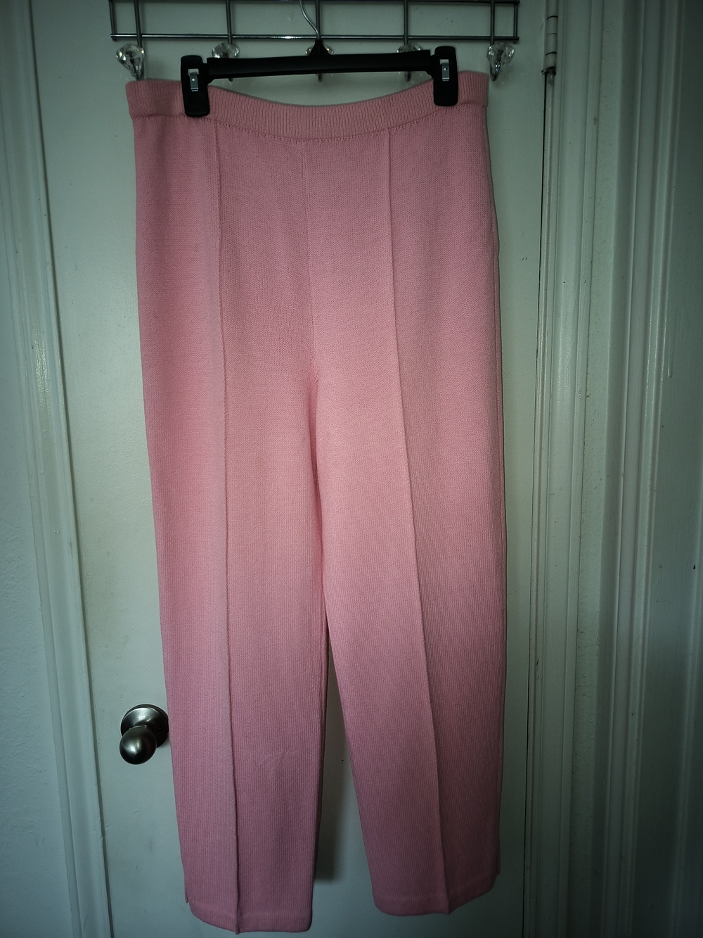 St. John Pink Knit Wide-Leg Pants